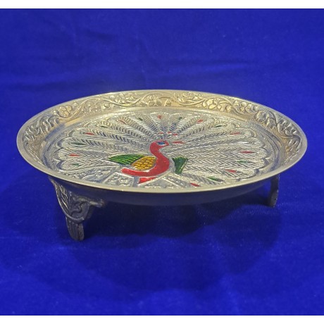 Decorative Brass Peacock Design Pooja Thali